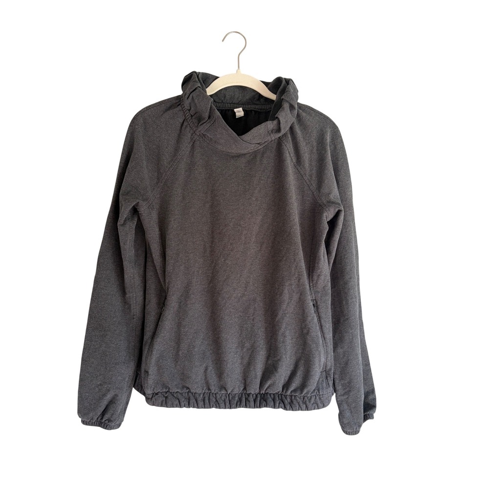 Lululemon Charcoal Gray Ruched Funnel Neck Pullover Hoodie Sweatshirt Size 6